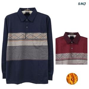 [에스엠진]SMJ1847 남자 기모 카라 티셔츠 긴팔 중년 남성 겨울