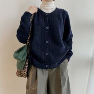 [헤레이스](울100%)라운드 크로쉐 가디건_YMSH25FW221