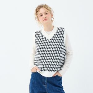 [유닛]브이넥 아가일 포근 베스트 UFKKVE469N