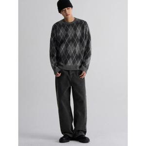 (455Y51LY64) [에잇세컨즈] 캐주얼 아가일 라운드 니트  애쉬