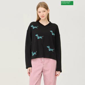 베네통 닥스훈트 자수 티셔츠 BATS54461