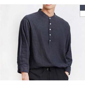 D1 남자 헨리넥 린넨 7부 셔츠 1P 여름 차이나 남방