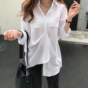 여자 예쁜 칼라 루즈핏 블라우스 기본 여친룩 셔츠