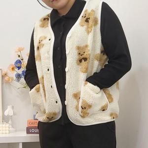 빅사이즈 502 러블리베어버튼털조끼 DDLK777