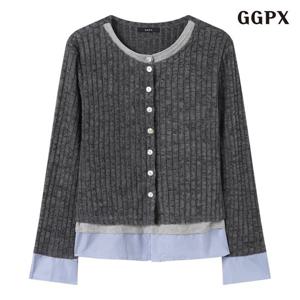 [GGPX]셔츠 배색 골지 니트 가디건 (GPDCK033D)