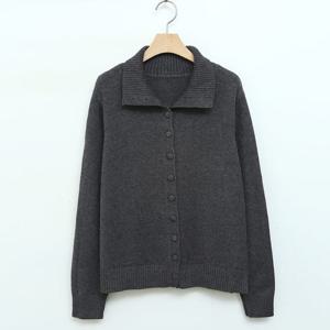 샵앤) 여성 롱넥버튼 싸개단추 데일리 니트 가디건 DGB-WCD-5040-진그레이