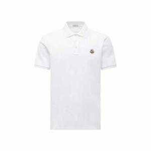 몽클레어 로고 패치 폴로 반팔 티셔츠 화이트 남성 8A00009 84556 002