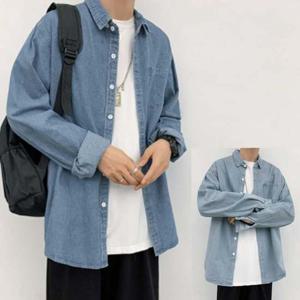 남자청셔츠코디 남성용 루즈핏 봄패션 청남방 데님 베이직 코디