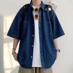 남자셔츠 청남방 데님셔츠 오버핏 진청 연청 반팔티 포켓