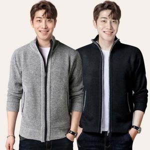 남성 지퍼 가디건 하프넥 기모 풀 집업 니트 자켓 니트가디건