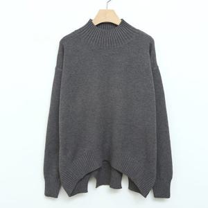 샵앤) 여성 반목 뒷트임 언발 루즈핏 니트 티셔츠 DGB-WKN-5042-진그레이