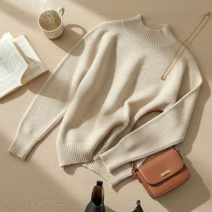 샵앤) 여성 반목 홀가먼트 와플 베이직 니트 티셔츠 DGB-WKN-5047-오트밀