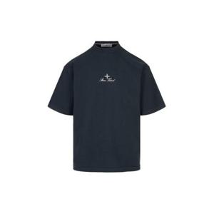 25 FW 스톤 아일랜드 로고 프린트 숏슬리브 코튼 티셔츠 블루 K2S152100021S0234