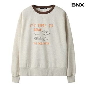 [비엔엑스]프린팅 배색 기모 맨투맨 티셔츠 (BX4TS010L0)