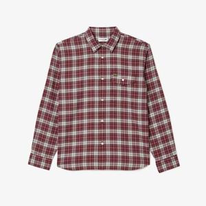 라코스테 공식 남성 미디움 체크 코튼 트윌 셔츠 CH6729-54N I65