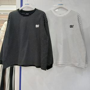 [에꼴리에][모다부평]오버핏 스트라이프 라운드티/26A0451/BK,WT