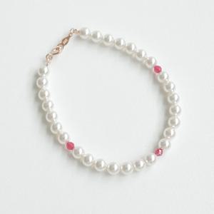 오팔하우스 14k 루비 5mm 스왈 진주 팔찌 OPPB0354