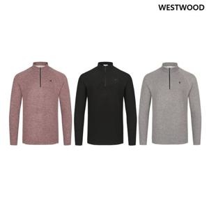 [웨스트우드] 남성 멜란지 기모 반집업 티셔츠 (3컬러) WO4MTTS325