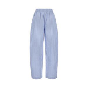 ROTATE Light Blue Pants witth Striped Design and Elastic Waist in Cotton Poplin Woman 11536430823082