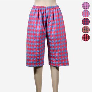 여성 체크 패턴 순면 CP 8부 파자마 홈웨어 잠옷 바지