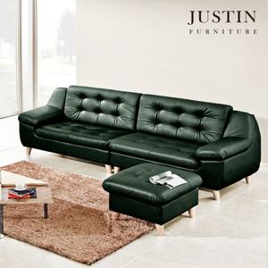 [저스틴퍼니처]벨라 빈티지 가죽 4인 소파+스툴