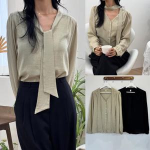 나야홍 / 위쉬몰 YP 브이매듭타이블라우스(V670H511) 빅사이즈