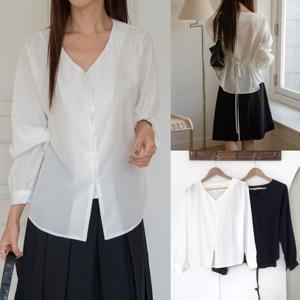 나야홍 / 위쉬몰 RD 브이백리본블라우스(V695H511) 빅사이즈