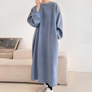 나야홍 / 빅사이즈 511 라운드후리스롱원피스 DARV660