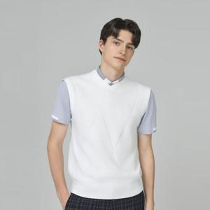 [헤지스골프][BEST]남성 브이넥 자카드 니트 베스트(HUSW5C612OW)