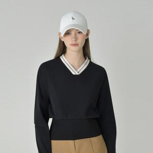 [헤지스골프][BEST]여성 우븐 브이넥 맨투맨(HWTS5C614BK)