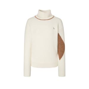 [헤지스골프]화이트 여성 알파카 울 혼방 아가일 방풍 탈부착 니트 풀오버(HWSW5D753OW)