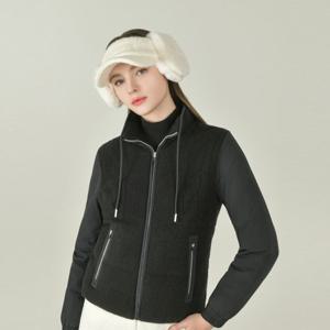 [헤지스골프]블랙 여성 중량 케이블 조직 다운 스웨트 점퍼(HWSW5D752BK)