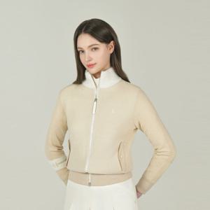 [헤지스골프]베이지 여성 울혼방 니트 방풍 집업(HWSW5D719I1)