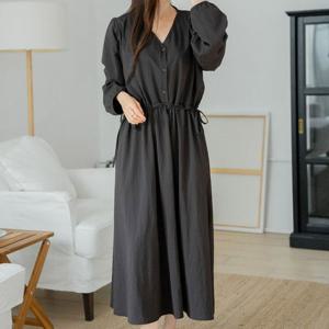 나야홍 / 빅사이즈 511 브이버튼스트링원피스 DRDV701