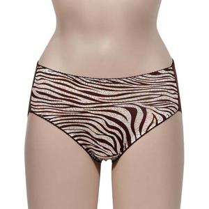 T8208 우아한 지브라 패턴 매쉬 햄라인 여성 삼각팬티