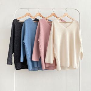 나야홍 / 빅사이즈티 G081L510 컬러브이넥기모티셔츠 LD