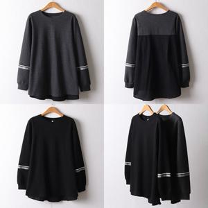 나야홍 / 위쉬몰 MN 소매테잎배색롱티셔츠(F848H510) 빅사이즈