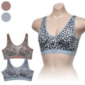 드럽고 청량한 인견 호피패턴 런닝형 A컵 스포츠브라
