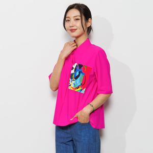 [디아스토리] 셔츠 카라 원포인트 롱탑 (CHMOTF02) 핫핑크