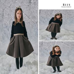 [빈]BZ74OP01BN 브라운 헤링본 배색 원피스