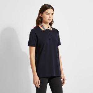 버버리5S 8072661 B3590  체크 카라 코튼 PK 셔츠 네이비