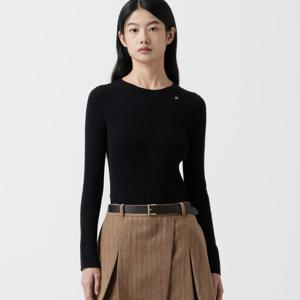 [쥬크]슬림핏 골지 라운드 니트 Z254KSK103