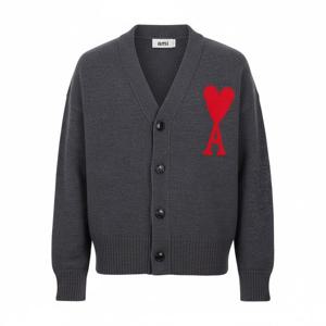 아미 빅하트 로고 브이넥 울 가디건  UKC002 018 067