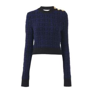 끌로에 버튼 디테일 리브 헴 울 풀오버 스웨터 25AMP376404C4 N