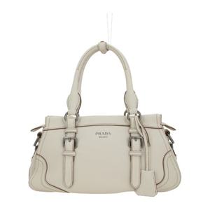 프라다 베이지 가죽 엠보스드 로고 토트백 1BG604VOOO 2HIKF0K7