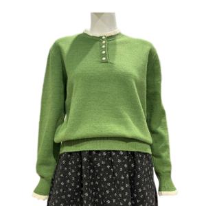 [나인스텝]진주 단추 레이스포인트 니트N25NW5440