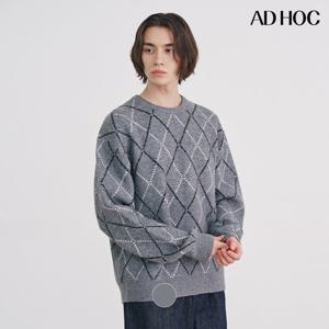 [애드호크]남성 라운드넥 아가일 오버핏 니트 HBALK05