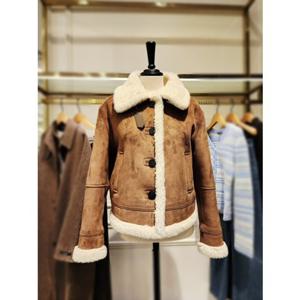 [시슬리] (SALE80561A) 울 블렌드 버튼 인조 무스탕