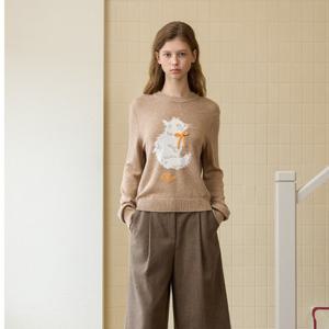 [올리브데올리브]고양이 포인트 라운드 니트 풀오버 OK5WPA80