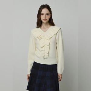 잇미샤 브이넥 러플 니트 풀오버 ITPCKPO890